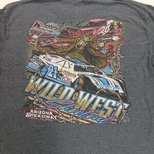 Gildan Ultra Cotton WILD WEST SHOOTOUT Mens Green Graphic T-Shirt Long Sleeve XL